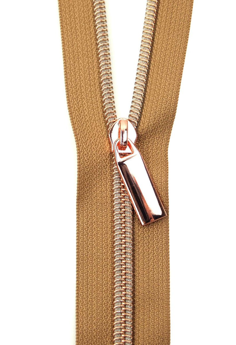 Zippers By The Yard Black Tape Rose Gold Teeth #5 – Sew Downtown