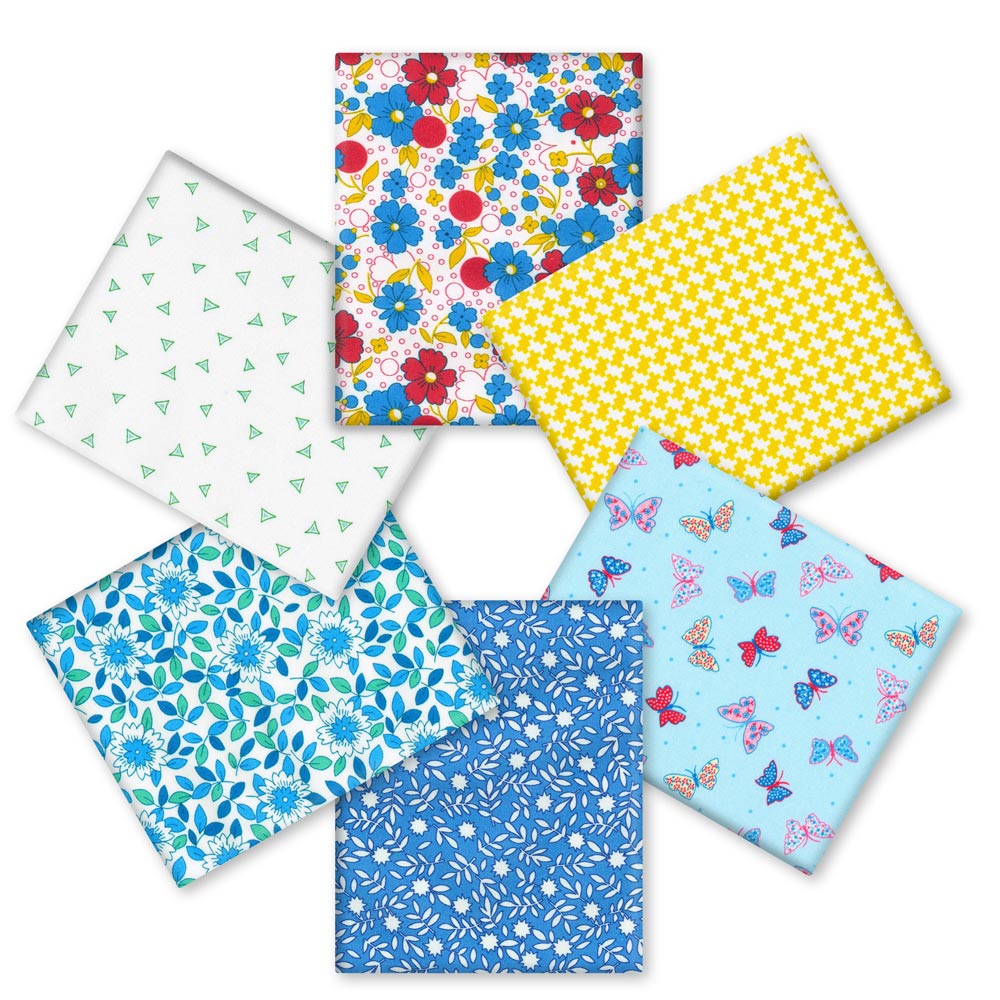 Robert Kaufman - Flowerhouse: All a Flutter - 6 Piece Fat Quarter Medl ...