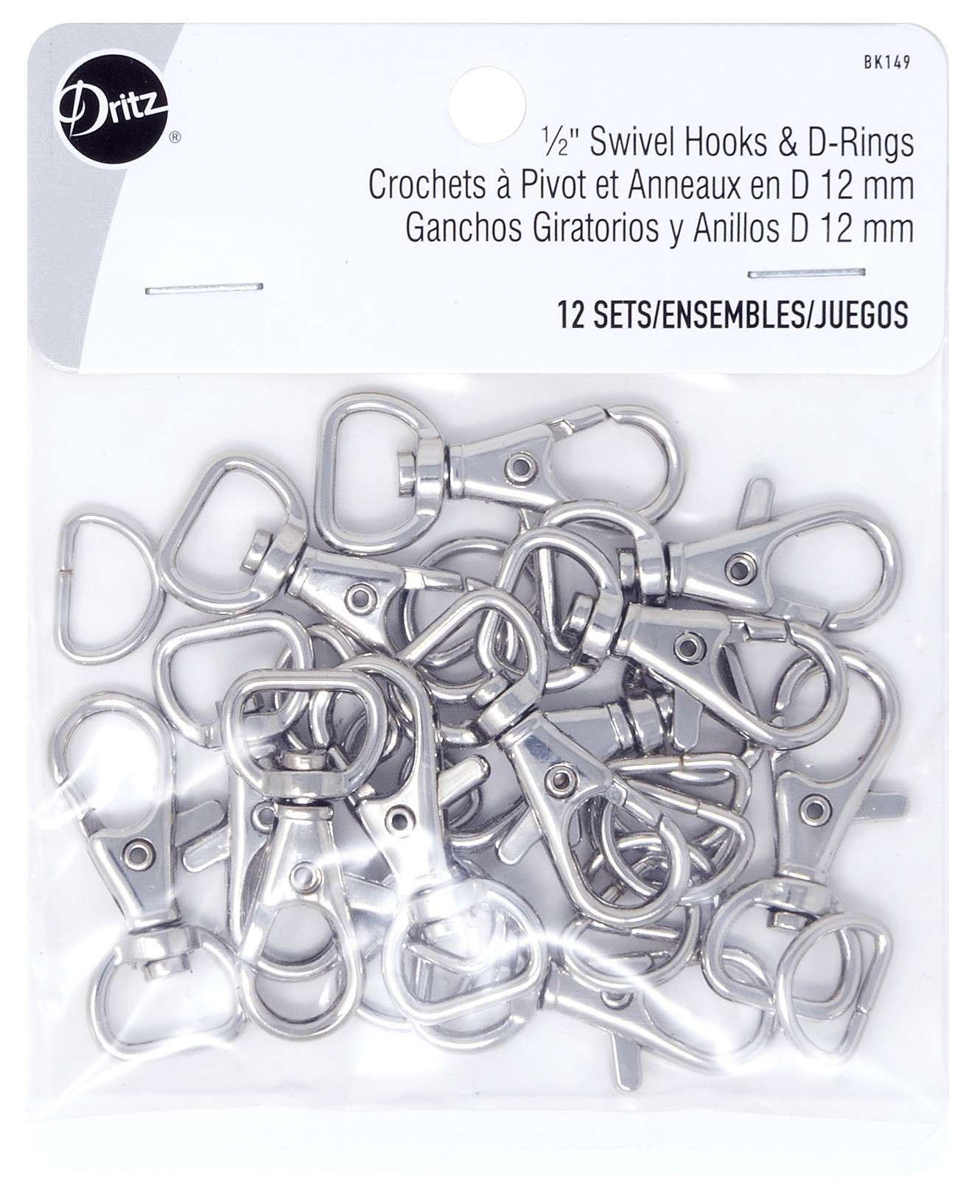 1/2 Snap Hooks with D-Rings - 6 Pack - Royal Upholstery