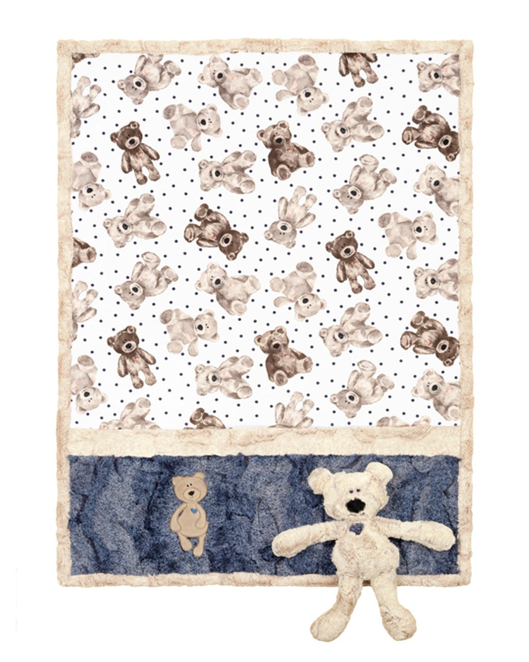 Cute baby teddy bear Baby Fabric Panel for Quilting
