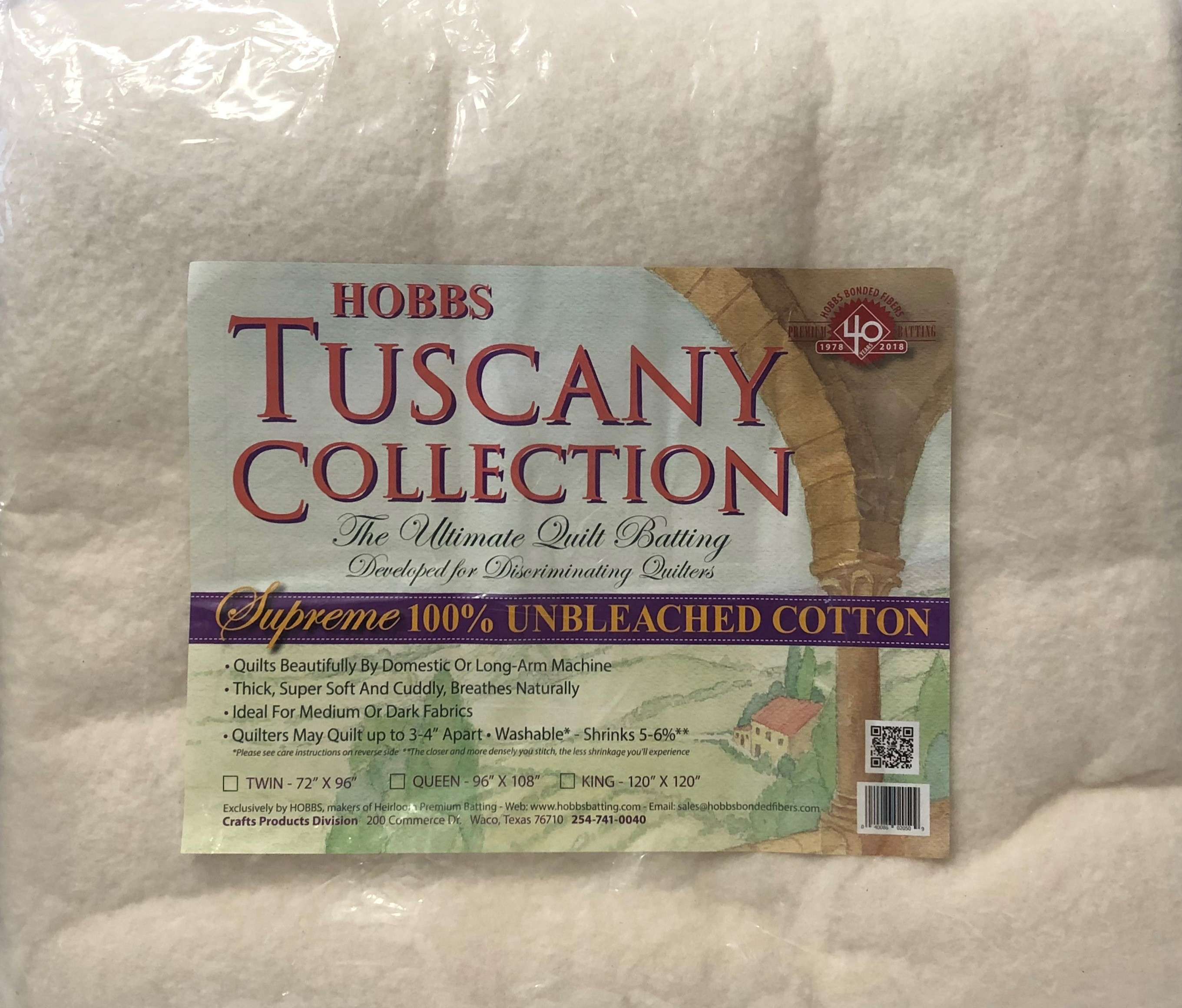 Hobbs Tuscany Collection Supreme Unbleached King Quilt Batting